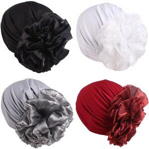 Women's Flower Elastic  Beanie – Head Scarf Wrap, Chemo Cap Hat for Cancer